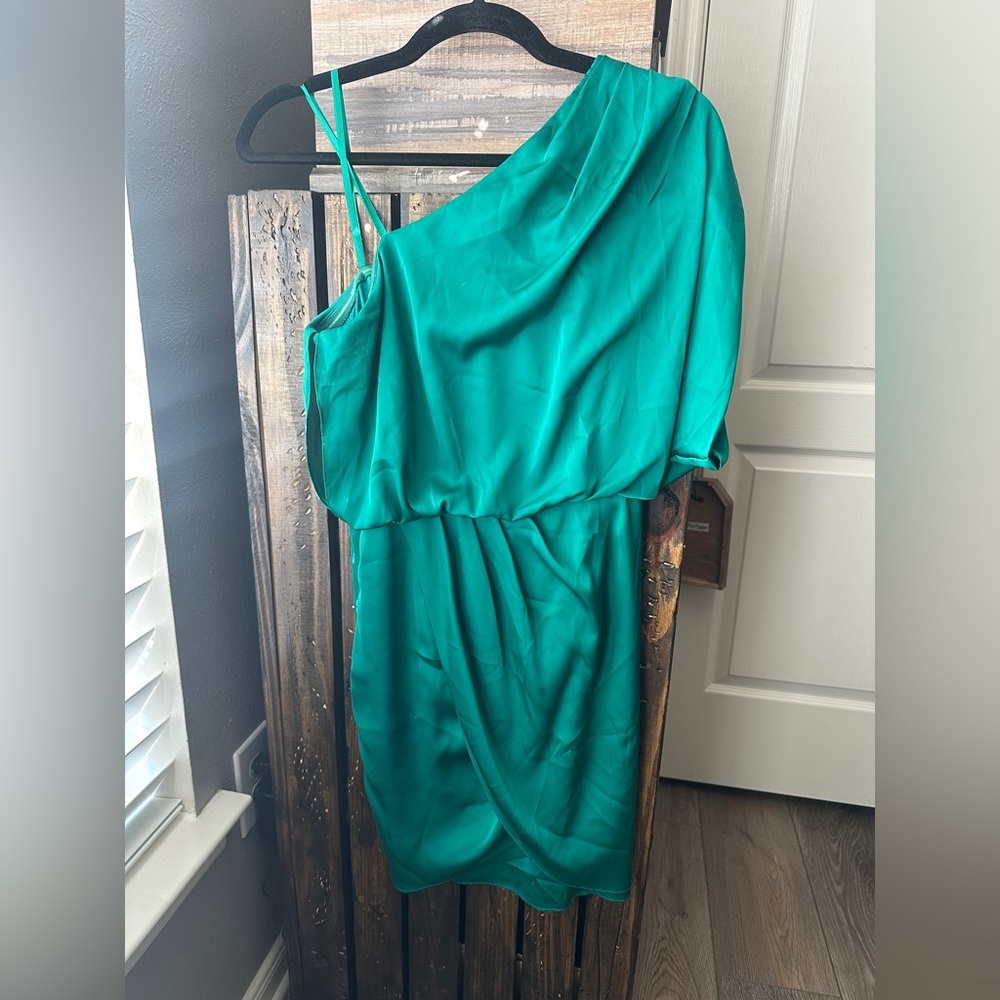 Super cute green satin dress